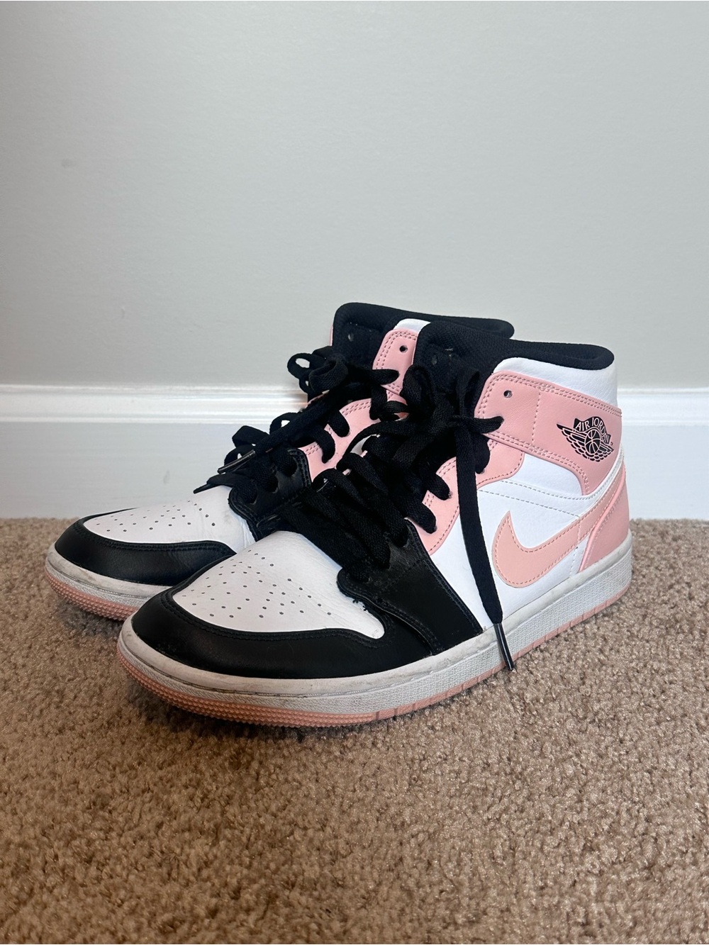 Jordan Women's High-Top Sneakers in Pink, White & Black